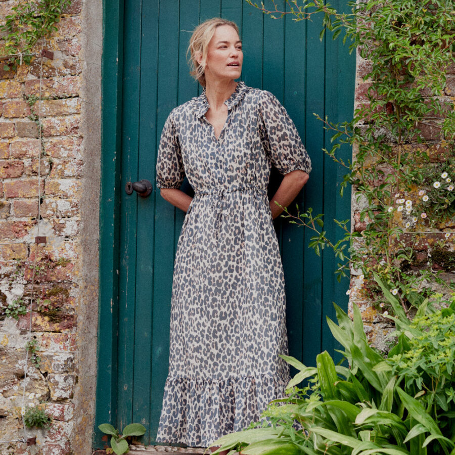 Oatmeal Leopard Print Cotton Dress