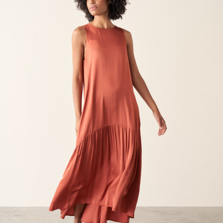 Terracotta Satin Dress