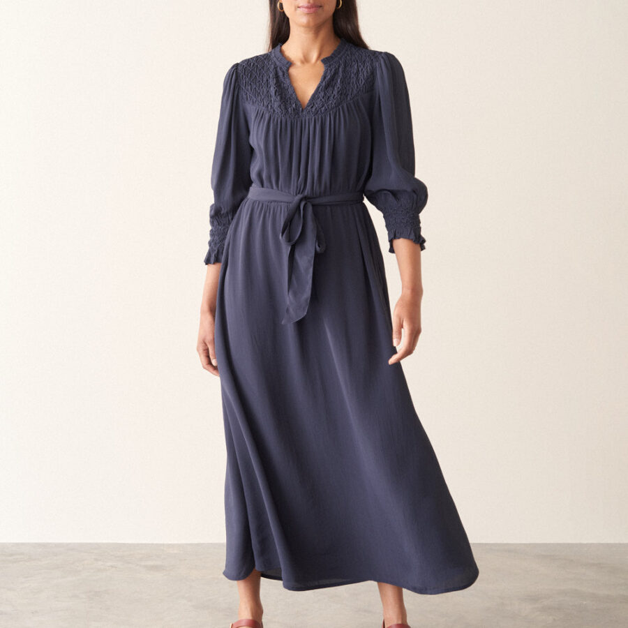 Dark Navy Embroidered Dress