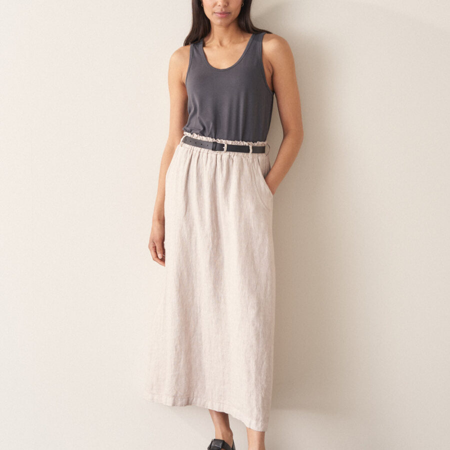 Natural A Line Linen Skirt