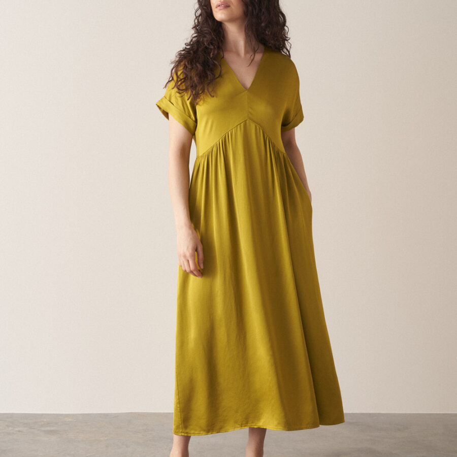Chartreuse Satin Dress